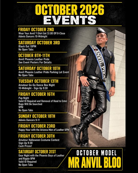 Anvil October 2026 events calendar